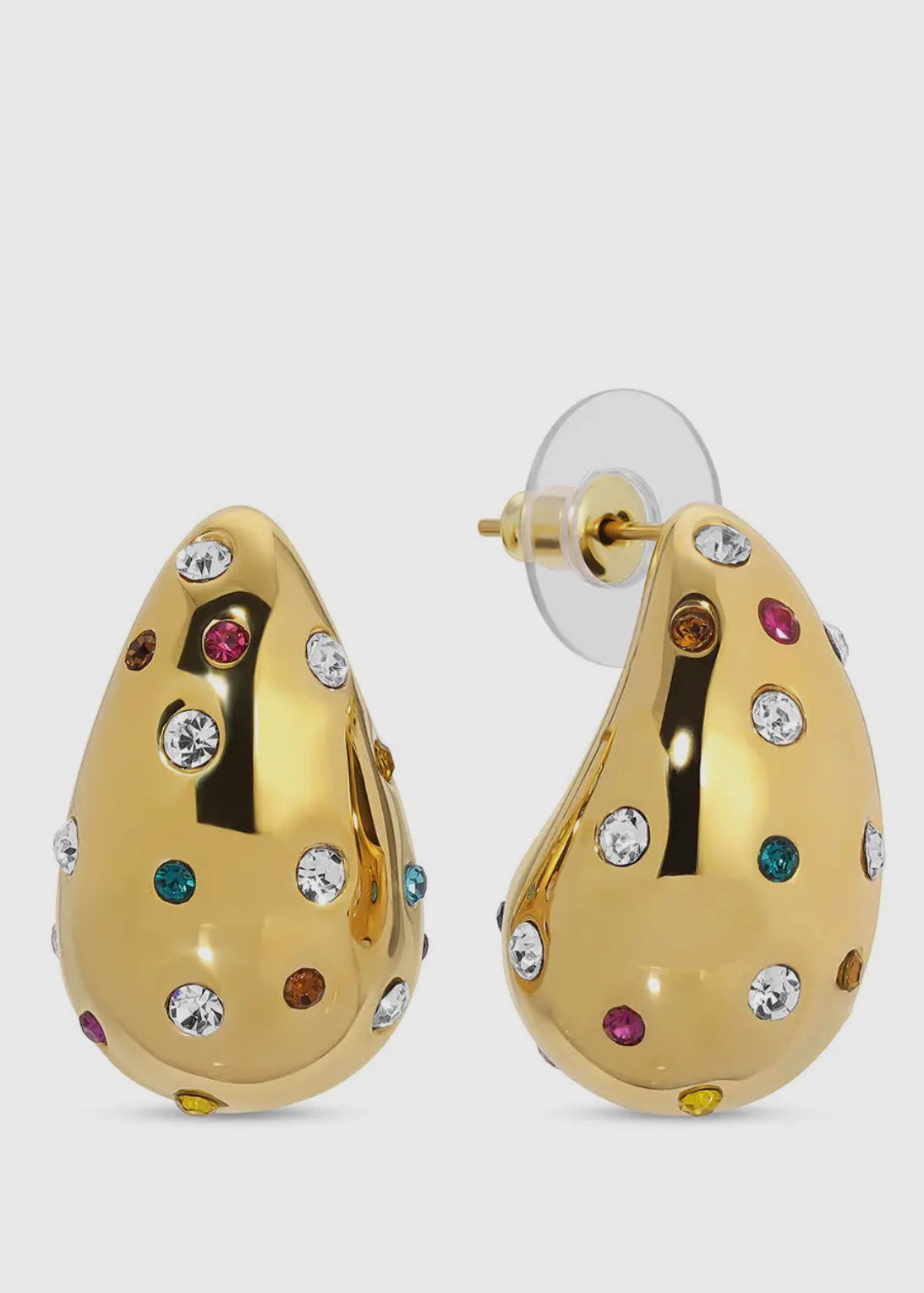 Rainbow Cloud Earrings - Cubic Zirconia | Gold Toned Brass