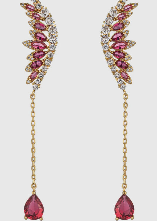 Ruby Fleet Earrings - Cubic Zirconia | 18k Yellow Gold Plated