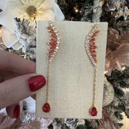 Ruby Fleet Earrings - Cubic Zirconia | 18k Yellow Gold Plated