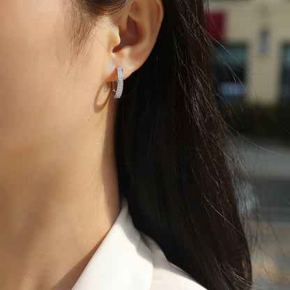 Starlight hoops - GRA Certified Moissanite | Platinum Plated Sterling Silver