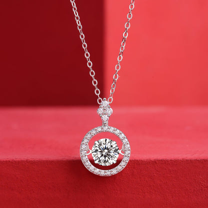 Lyra Floating Halo Necklace - GRA Certified Moissanite | Platinum Plated Sterling Silver