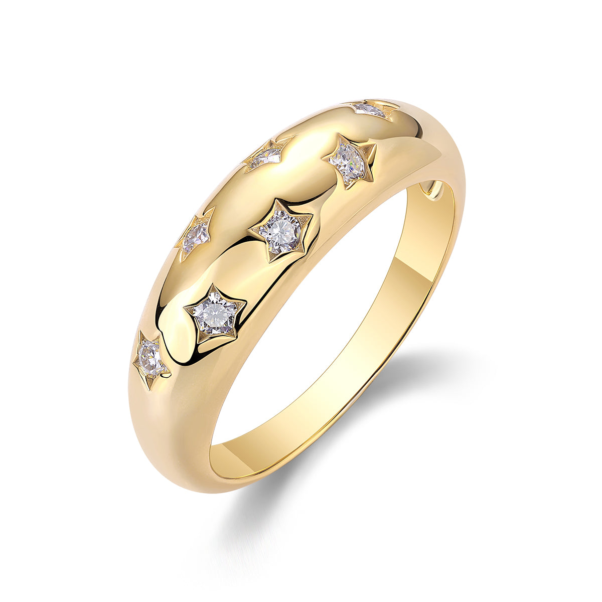 Milky Way band - GRA Certified Moissanite | Yellow Gold Plated Sterling Silver
