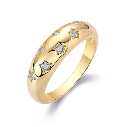 Milky Way band - GRA Certified Moissanite | Yellow Gold Plated Sterling Silver
