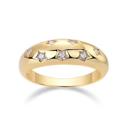 Milky Way band - GRA Certified Moissanite | Yellow Gold Plated Sterling Silver