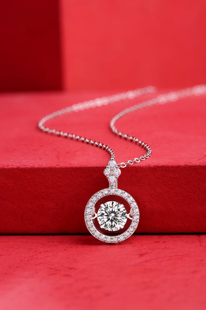 Lyra Floating Halo Necklace - GRA Certified Moissanite | Platinum Plated Sterling Silver