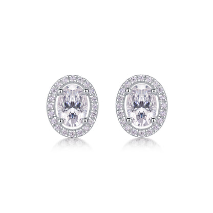 Twin Flame Studs - GRA Certified Moissanite | Platinum Plated Sterling Silver