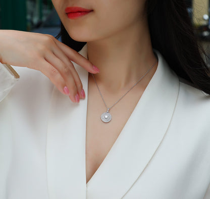 Triple Halo Necklace - GRA Certified Moissanite | Platinum Plated Sterling Silver