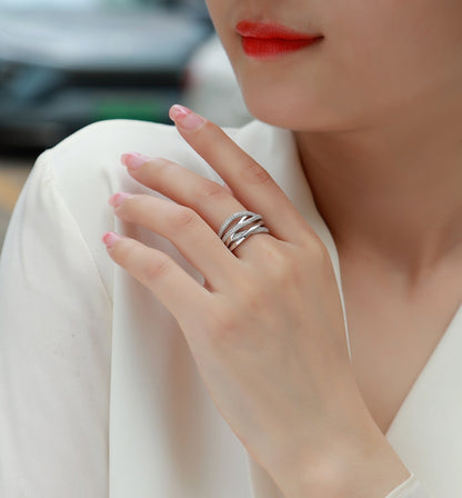 Interstellar Band - GRA Certified Moissanite | Platinum Plated Sterling Silver