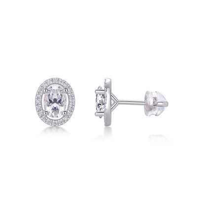 Twin Flame Studs - GRA Certified Moissanite | Platinum Plated Sterling Silver