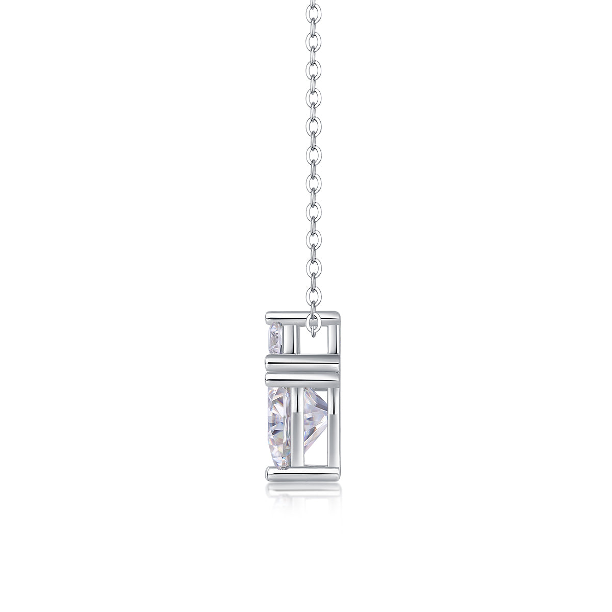 Solid Heart Necklace - GRA Certified Moissanite | Platinum Plated Sterling Silver