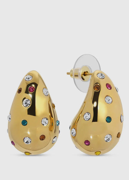 Rainbow Cloud Earrings - Cubic Zirconia |  Gold Toned Brass