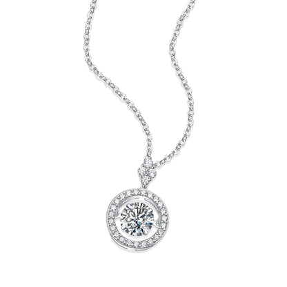 Lyra Floating Halo Necklace - GRA Certified Moissanite | Platinum Plated Sterling Silver