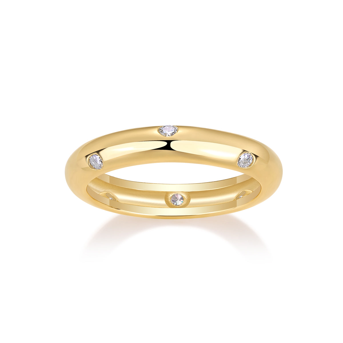 GRA Certified Moissanite | Starry Yellow Gold Plated Sterling Silver Wedding Band
