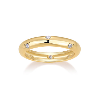 GRA Certified Moissanite | Starry Yellow Gold Plated Sterling Silver Wedding Band