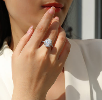 3 Carat Jupiter Halo Engagement Ring - GRA Certified Moissanite | Platinum Plated Sterling Silver