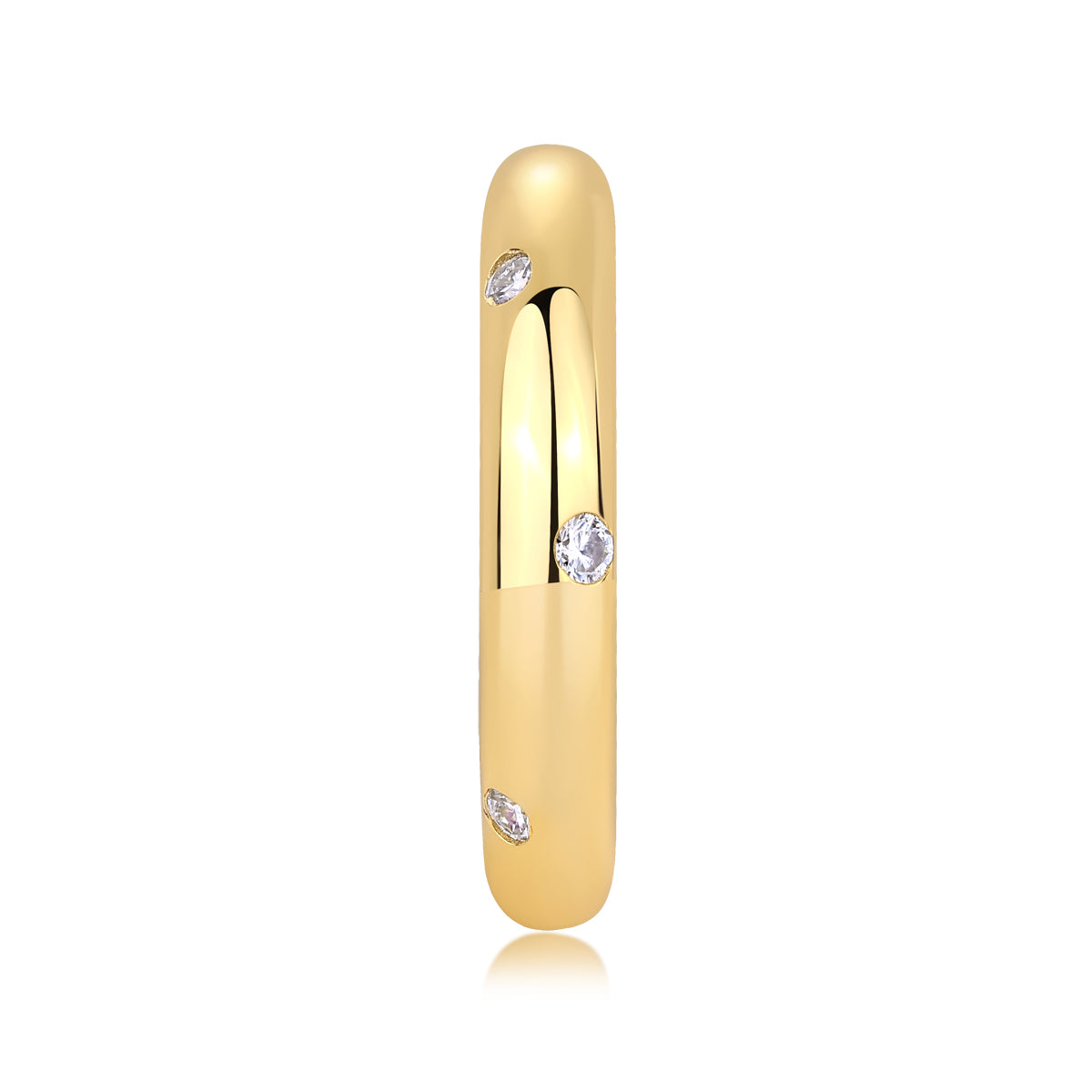 GRA Certified Moissanite | Starry Yellow Gold Plated Sterling Silver Wedding Band