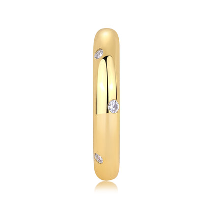 GRA Certified Moissanite | Starry Yellow Gold Plated Sterling Silver Wedding Band