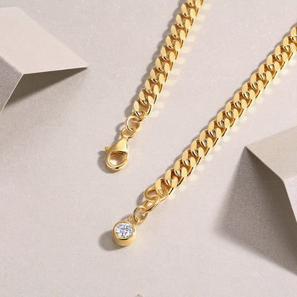 Boyfriend Bracelet - GRA Certified Moissanite | Yellow Gold Plated Sterling Silver
