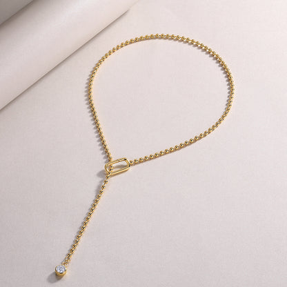 Golden Lasso Necklace - GRA Certified Moissanite | Yellow Gold Plated Sterling Silver