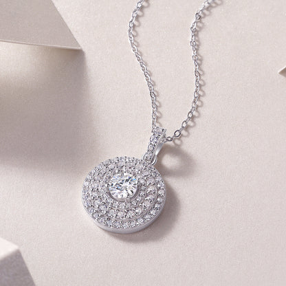 Triple Halo Necklace - GRA Certified Moissanite | Platinum Plated Sterling Silver