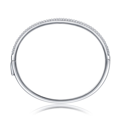 Saturn Bangle - GRA Certified Moissanite | Platinum Plated Sterling Silver