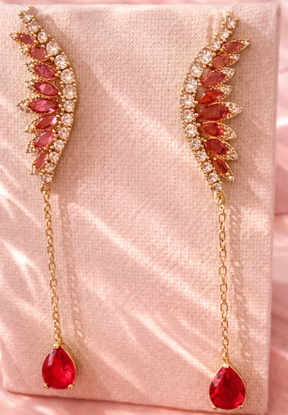 Ruby Fleet Earrings - Cubic Zirconia | 18k Yellow Gold Plated
