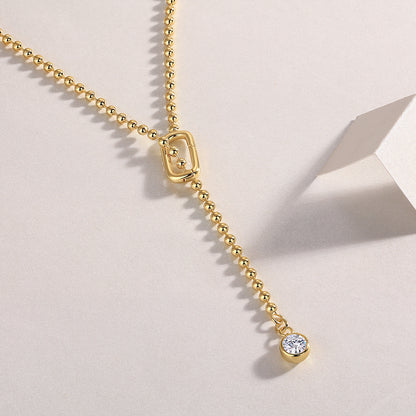 Golden Lasso Necklace - GRA Certified Moissanite | Yellow Gold Plated Sterling Silver