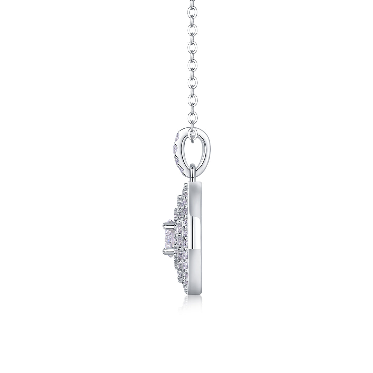 Triple Halo Necklace - GRA Certified Moissanite | Platinum Plated Sterling Silver