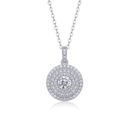 Triple Halo Necklace - GRA Certified Moissanite | Platinum Plated Sterling Silver
