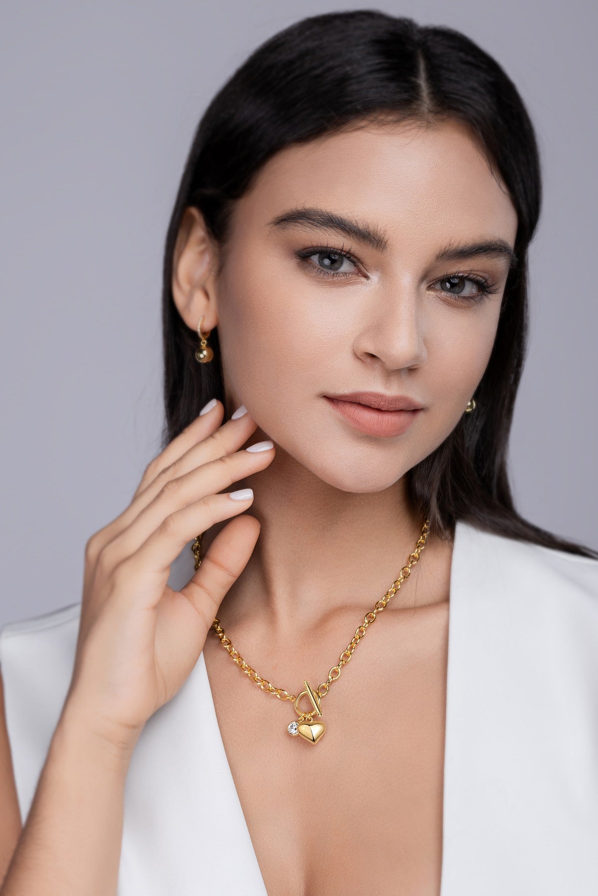 Promise Heart Toggle Necklace - GRA Certified Moissanite | Yellow Gold Plated Sterling Silver