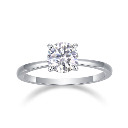 North Star Solitaire Engagement Ring - GRA Certified Moissanite | Platinum Plated Sterling Silver