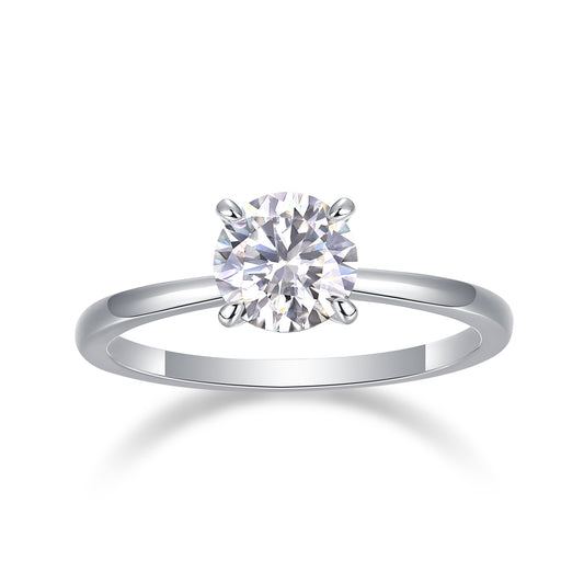North Star Solitaire Engagement Ring - GRA Certified Moissanite | Platinum Plated Sterling Silver