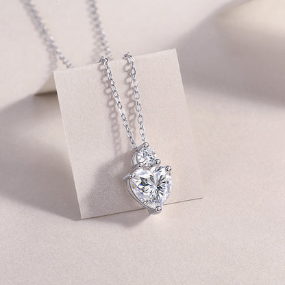 Solid Heart Necklace - GRA Certified Moissanite | Platinum Plated Sterling Silver