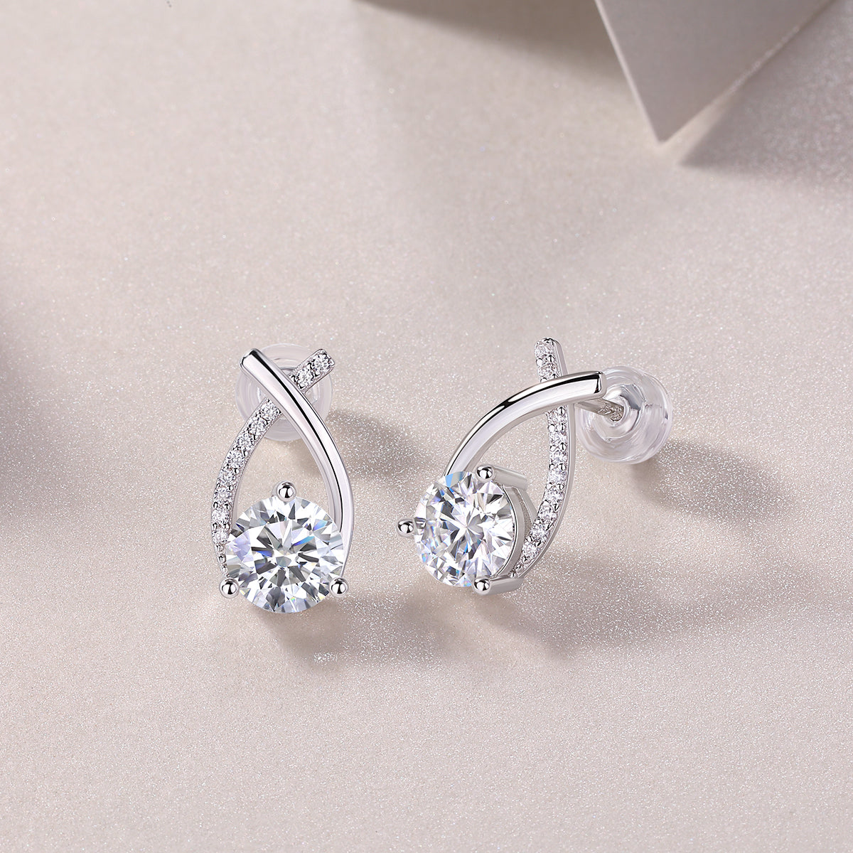 Criss Cross Earrings - GRA Certified Moissanite | Platinum Plated Sterling Silver