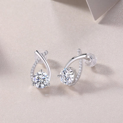 Criss Cross Earrings - GRA Certified Moissanite | Platinum Plated Sterling Silver