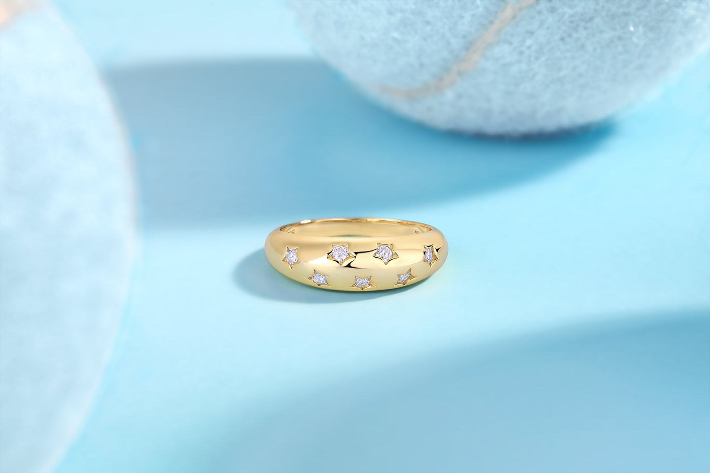 Milky Way band - GRA Certified Moissanite | Yellow Gold Plated Sterling Silver