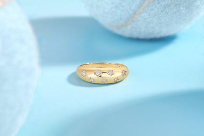 Milky Way band - GRA Certified Moissanite | Yellow Gold Plated Sterling Silver