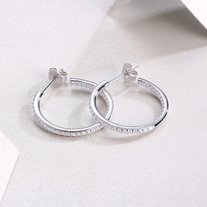 Eclipse Hoops - GRA Certified Moissanite | Platinum Plated Sterling Silver