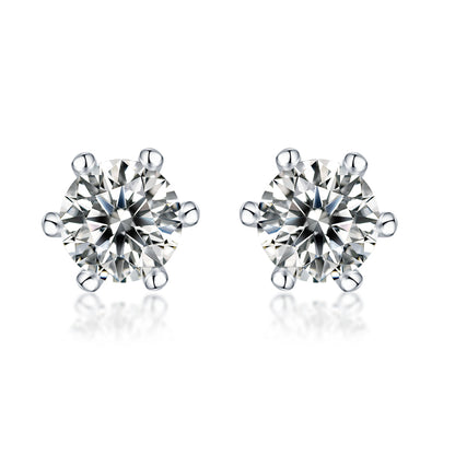 Soulmate Stud Earrings - GRA Certified Moissanite | Platinum Plated Sterling Silver