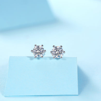 Soulmate Stud Earrings - GRA Certified Moissanite | Platinum Plated Sterling Silver