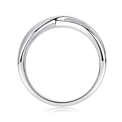 Criss Cross Band - GRA Certified Moissanite | Platinum Plated Sterling Silver