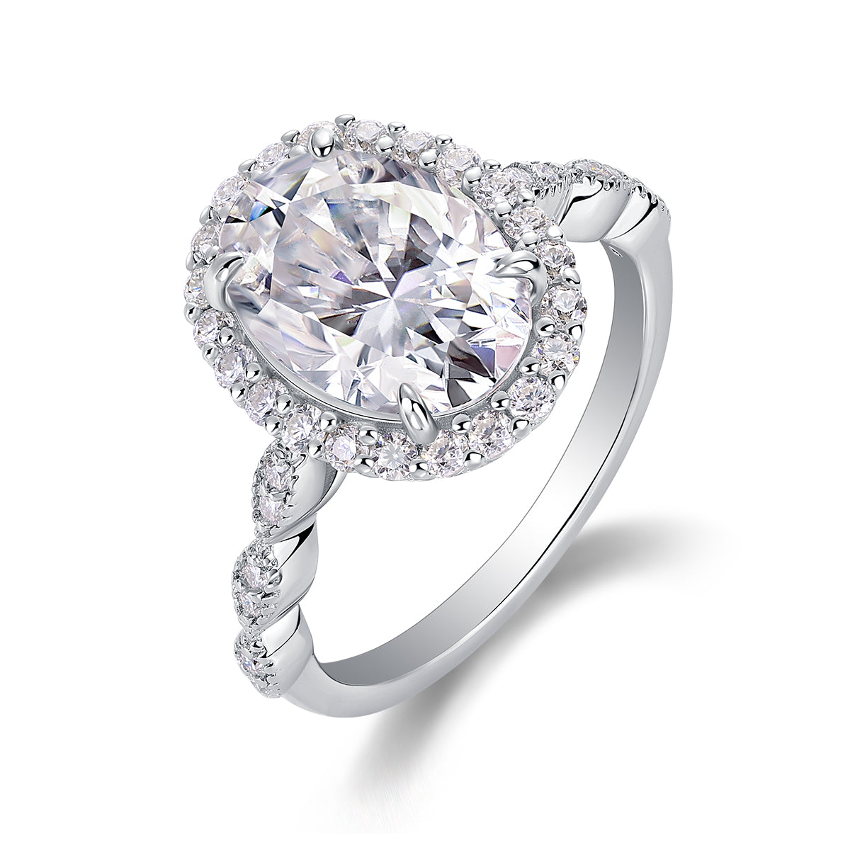 3 Carat Jupiter Halo Engagement Ring - GRA Certified Moissanite | Platinum Plated Sterling Silver