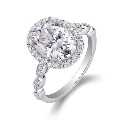 3 Carat Jupiter Halo Engagement Ring - GRA Certified Moissanite | Platinum Plated Sterling Silver