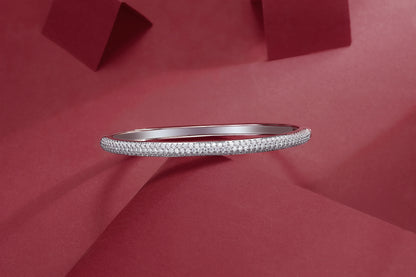Saturn Bangle - GRA Certified Moissanite | Platinum Plated Sterling Silver