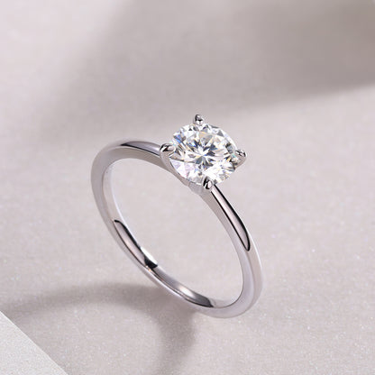North Star Solitaire Engagement Ring - GRA Certified Moissanite | Platinum Plated Sterling Silver
