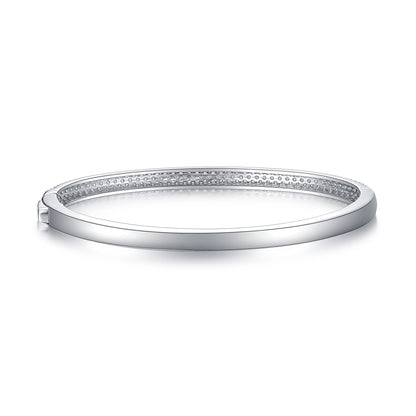 Saturn Bangle - GRA Certified Moissanite | Platinum Plated Sterling Silver