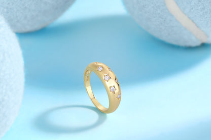 Milky Way band - GRA Certified Moissanite | Yellow Gold Plated Sterling Silver