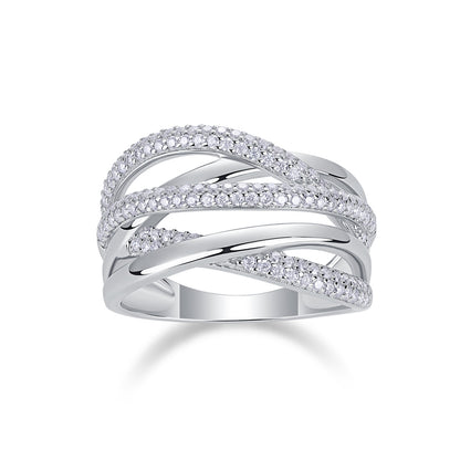 Interstellar Band - GRA Certified Moissanite | Platinum Plated Sterling Silver