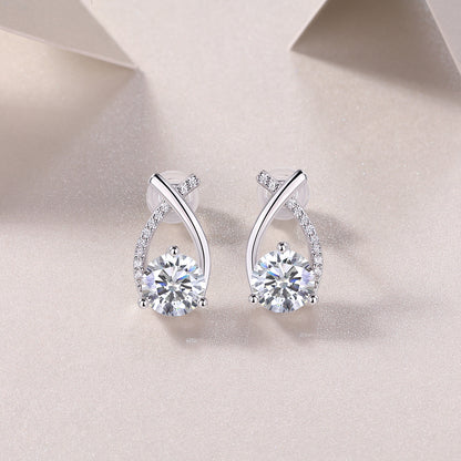 Criss Cross Earrings - GRA Certified Moissanite | Platinum Plated Sterling Silver