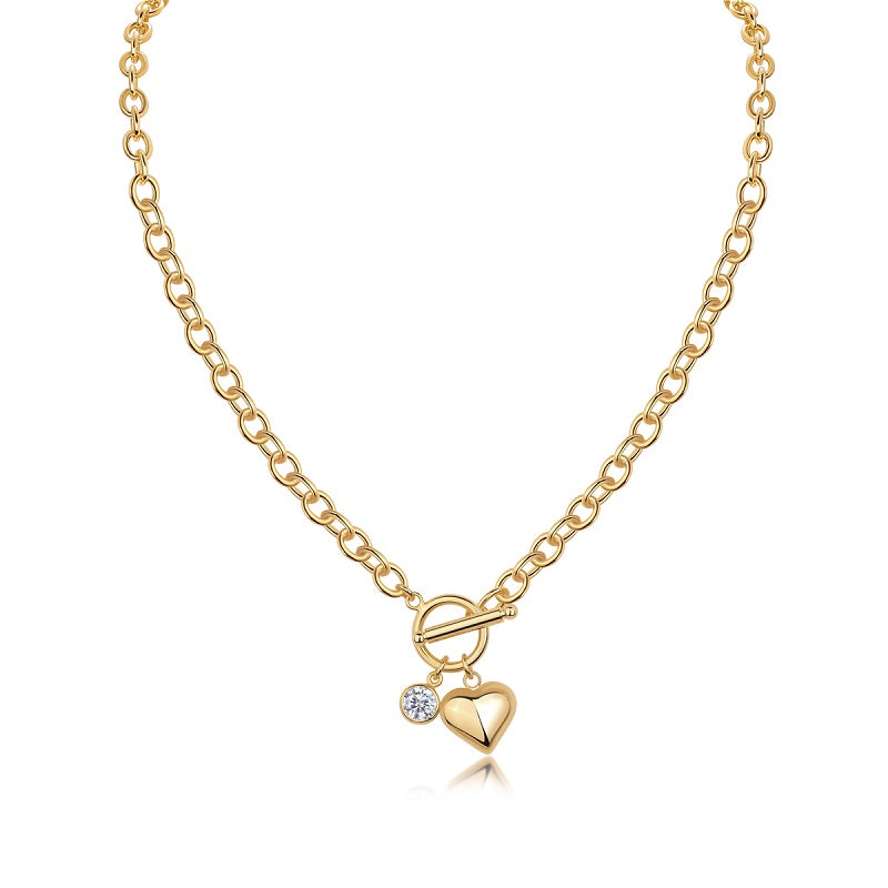 Promise Heart Toggle Necklace - GRA Certified Moissanite | Yellow Gold Plated Sterling Silver